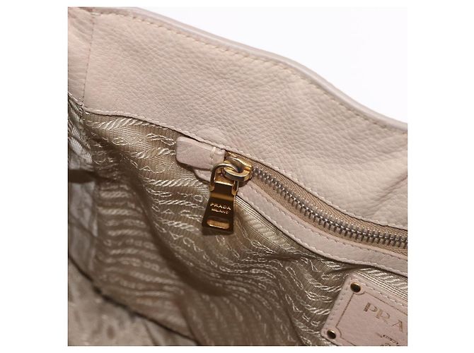 Borsa PRADA Vittero Dino Leather Beige Oro Auth 187572A D'oro - vista 22