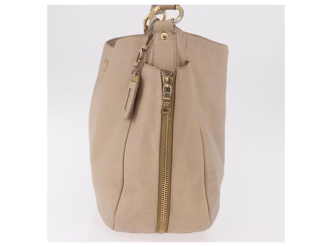Borsa PRADA Vittero Dino Leather Beige Oro Auth 187572A D'oro - vista 3