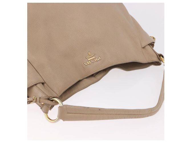 Borsa PRADA Vittero Dino Leather Beige Oro Auth 187572A D'oro - vista 6