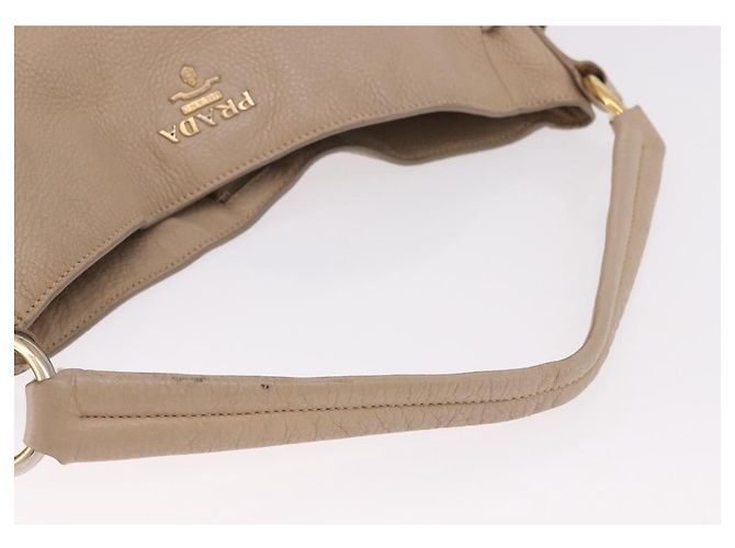 Borsa PRADA Vittero Dino Leather Beige Oro Auth 187572A D'oro - vista 7