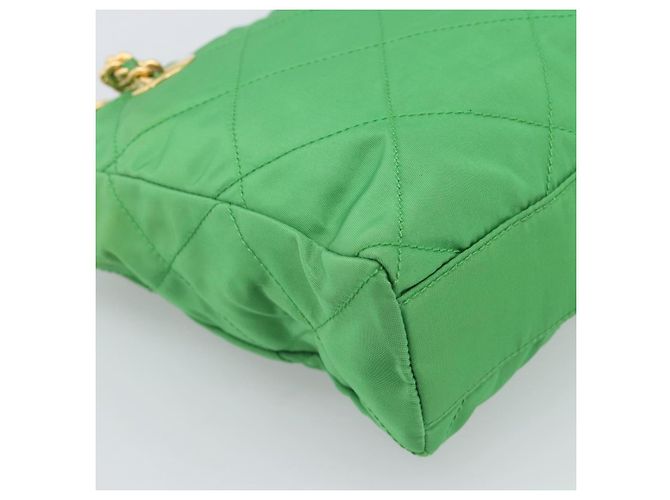 Borsa a Spalla con Catena PRADA Nylon Verde Oro Auth 186013A D'oro - vista 17