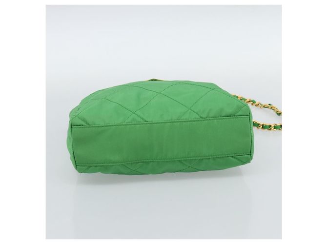 Borsa a Spalla con Catena PRADA Nylon Verde Oro Auth 186013A D'oro - vista 5