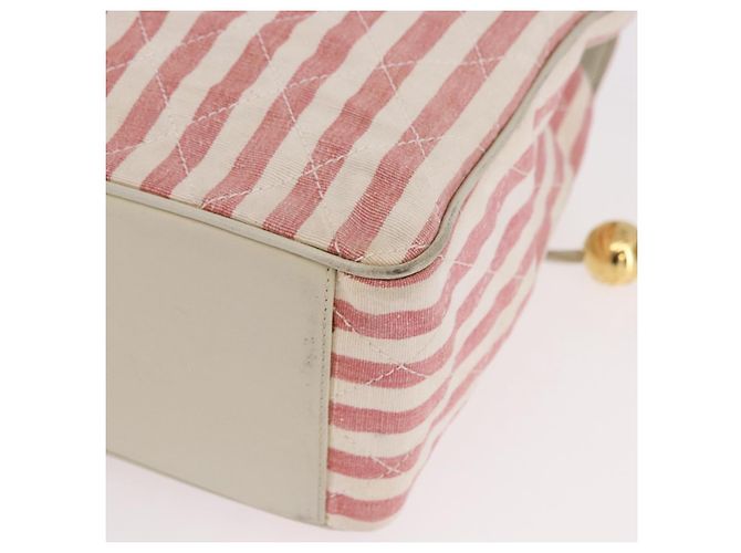 CHANEL Big Matelasse Chain Shoulder Bag Canvas Pink Gold CC Auth 185745SAV Rosa D'oro - vista 15
