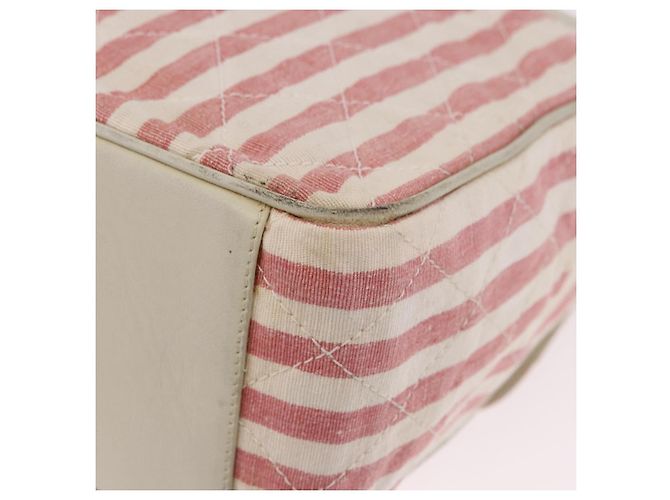 CHANEL Big Matelasse Chain Shoulder Bag Canvas Pink Gold CC Auth 185745SAV Rosa D'oro - vista 17