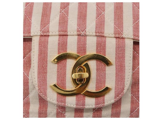 CHANEL Big Matelasse Chain Shoulder Bag Canvas Pink Gold CC Auth 185745SAV Rosa D'oro - vista 18