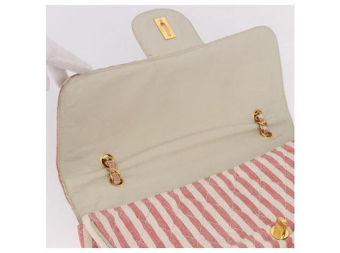 CHANEL Big Matelasse Chain Shoulder Bag Canvas Pink Gold CC Auth 185745SAV Rosa D'oro - vista 19