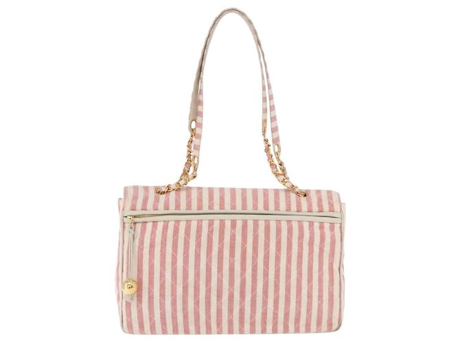 CHANEL Big Matelasse Chain Shoulder Bag Canvas Pink Gold CC Auth 185745SAV Rosa D'oro - vista 2