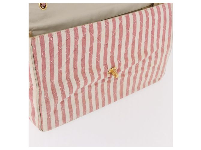 CHANEL Big Matelasse Chain Shoulder Bag Canvas Pink Gold CC Auth 185745SAV Rosa D'oro - vista 20