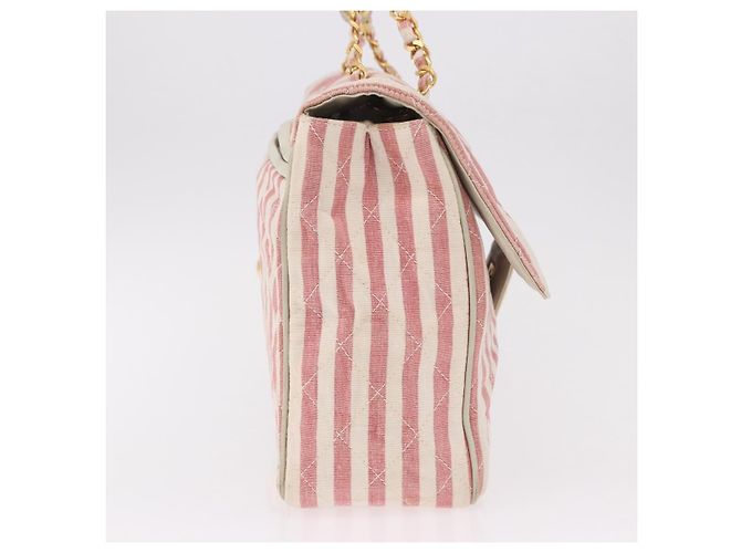 CHANEL Big Matelasse Chain Shoulder Bag Canvas Pink Gold CC Auth 185745SAV Rosa D'oro - vista 4
