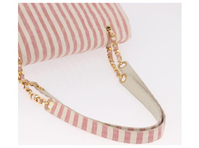 CHANEL Big Matelasse Chain Shoulder Bag Canvas Pink Gold CC Auth 185745SAV Rosa D'oro - vista 7