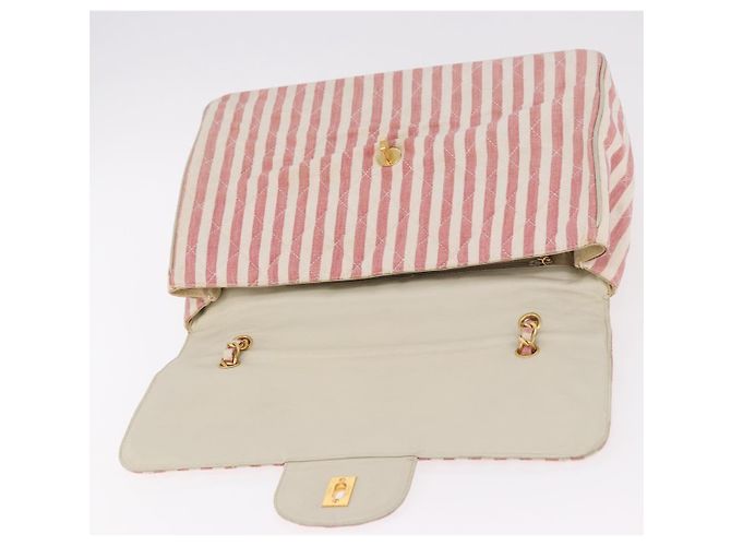 CHANEL Big Matelasse Chain Shoulder Bag Canvas Pink Gold CC Auth 185745SAV Rosa D'oro - vista 9