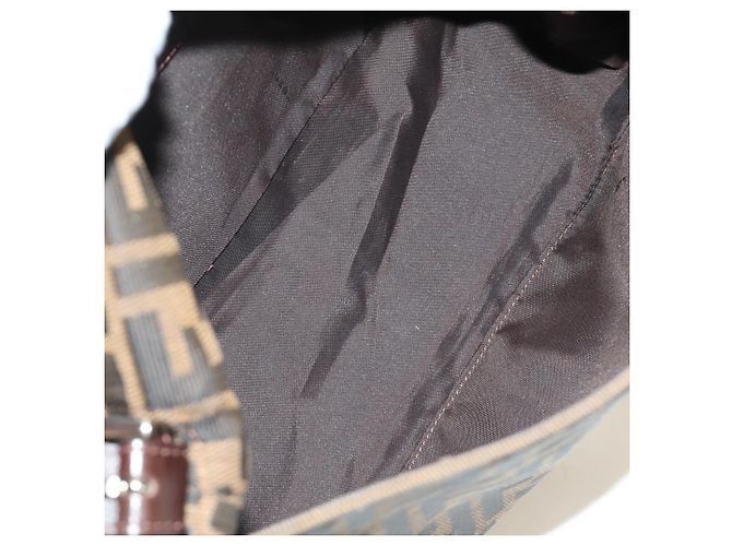 FENDI Zucca Canvas Mamma Baguette Shoulder Bag Black Brown Auth 185309M Marrone Nero - vista 10