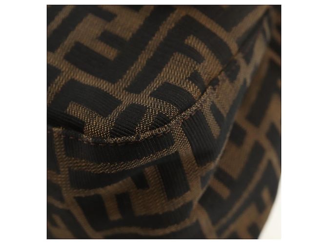 FENDI Zucca Canvas Mamma Baguette Shoulder Bag Black Brown Auth 185309M Marrone Nero - vista 17