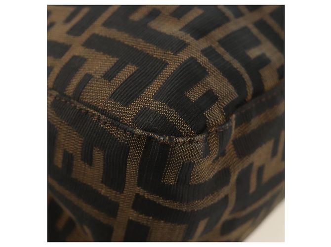 FENDI Zucca Canvas Mamma Baguette Shoulder Bag Black Brown Auth 185309M Marrone Nero - vista 18