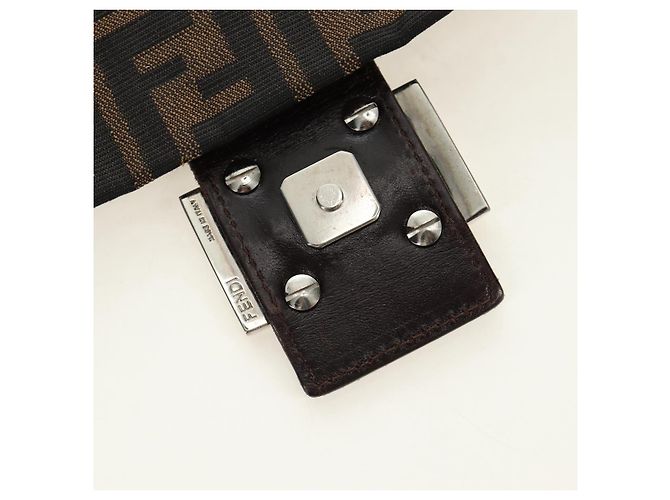 FENDI Zucca Canvas Mamma Baguette Shoulder Bag Black Brown Auth 185309M Marrone Nero - vista 22