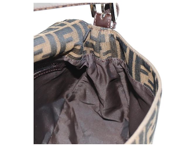 FENDI Zucca Canvas Mamma Baguette Shoulder Bag Black Brown Auth 185309M Marrone Nero - vista 24