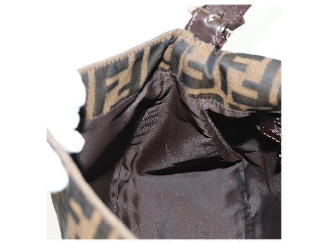 FENDI Zucca Canvas Mamma Baguette Shoulder Bag Black Brown Auth 185309M Marrone Nero - vista 25