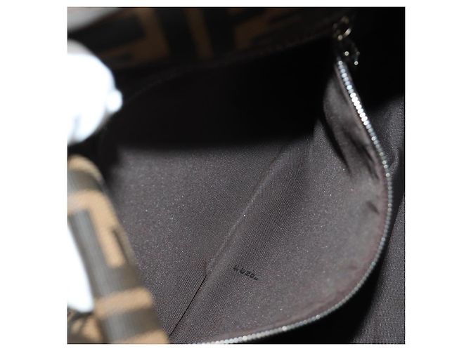 FENDI Zucca Canvas Mamma Baguette Shoulder Bag Black Brown Auth 185309M Marrone Nero - vista 27
