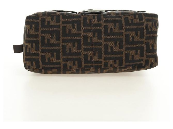 FENDI Zucca Canvas Mamma Baguette Shoulder Bag Black Brown Auth 185309M Marrone Nero - vista 5