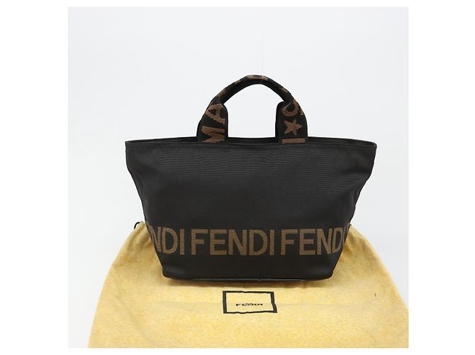 FENDI Handtasche Canvas Schwarz Silber Auth 187337 - Ansicht 12