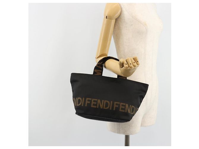 FENDI Handtasche Canvas Schwarz Silber Auth 187337 - Ansicht 21