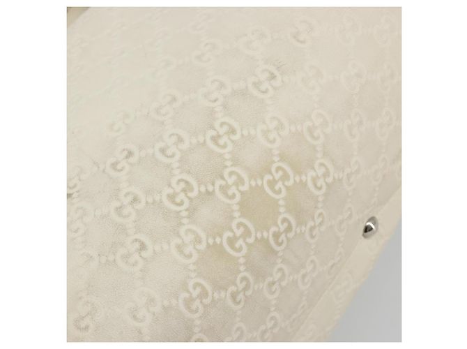 Borsa GUCCI GG Canvas Guccissima in pelle Bianco Argento 229852 Auth ka4829 - vista 10