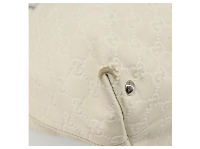 Borsa GUCCI GG Canvas Guccissima in pelle Bianco Argento 229852 Auth ka4829 - vista 15