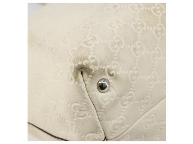 Borsa GUCCI GG Canvas Guccissima in pelle Bianco Argento 229852 Auth ka4829 - vista 17