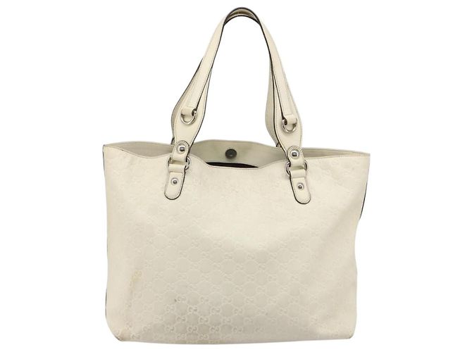 Borsa GUCCI GG Canvas Guccissima in pelle Bianco Argento 229852 Auth ka4829 - vista 2