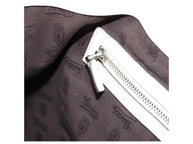 Borsa GUCCI GG Canvas Guccissima in pelle Bianco Argento 229852 Auth ka4829 - vista 22