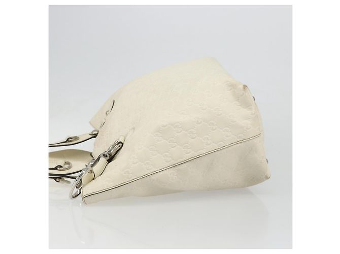 Borsa GUCCI GG Canvas Guccissima in pelle Bianco Argento 229852 Auth ka4829 - vista 4