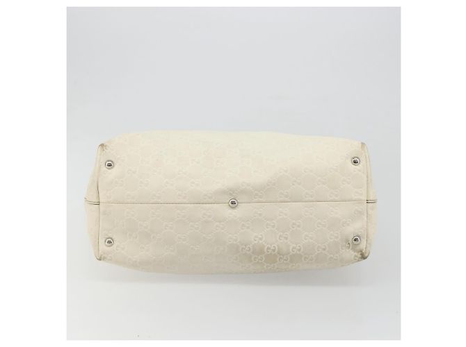 Borsa GUCCI GG Canvas Guccissima in pelle Bianco Argento 229852 Auth ka4829 - vista 5
