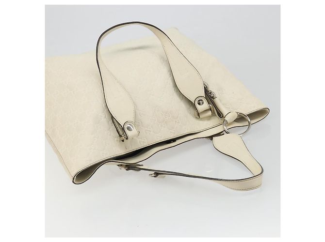 Borsa GUCCI GG Canvas Guccissima in pelle Bianco Argento 229852 Auth ka4829 - vista 6
