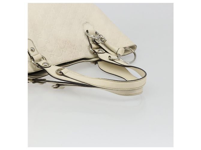 Borsa GUCCI GG Canvas Guccissima in pelle Bianco Argento 229852 Auth ka4829 - vista 7