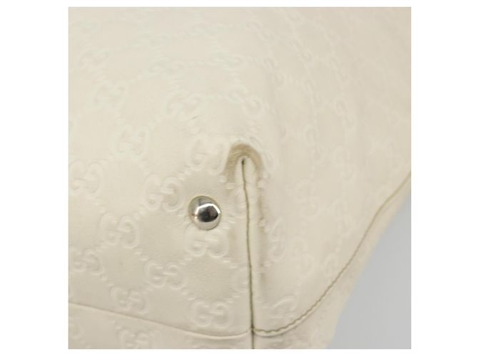 Borsa GUCCI GG Canvas Guccissima in pelle Bianco Argento 229852 Auth ka4829 - vista 8