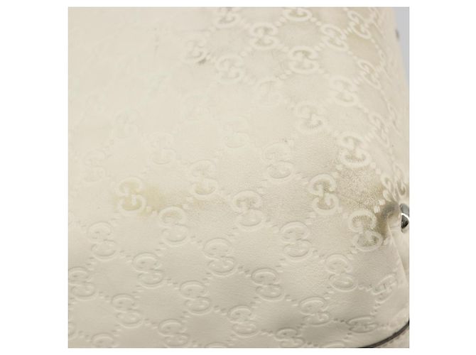 Borsa GUCCI GG Canvas Guccissima in pelle Bianco Argento 229852 Auth ka4829 - vista 9