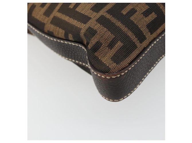 Borsa a Spalla FENDI Zucca Canvas Nero Marrone Auth 185617A - vista 14