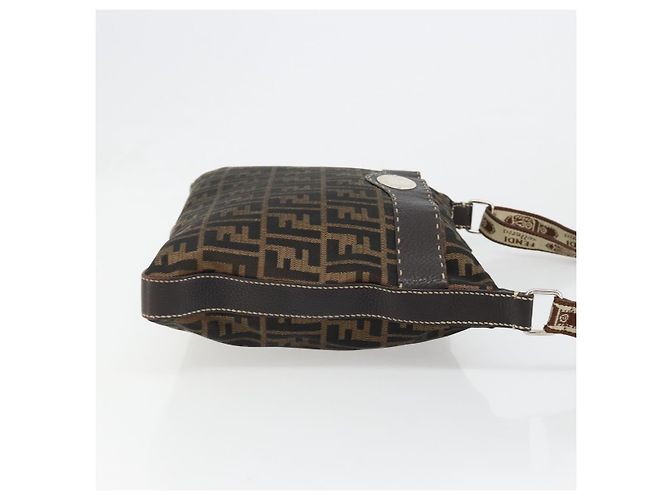 Borsa a Spalla FENDI Zucca Canvas Nero Marrone Auth 185617A - vista 3