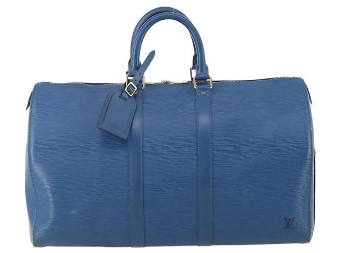 LOUIS VUITTON Epi Keepall 45 Boston Bag Blue M42975 LV Auth 183312 - vista 13