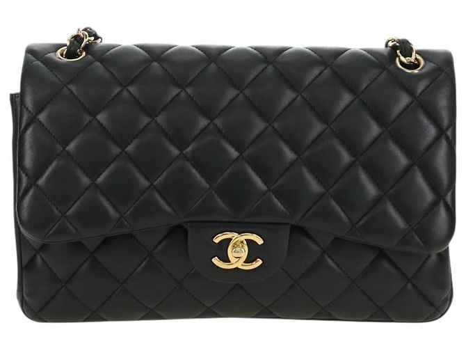 CHANEL Big Matelasse30 Chain Shoulder Bag Lamb Skin Black Gold CC Auth 184946SAV Nero D'oro - vista 13