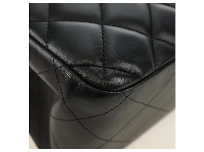 CHANEL Big Matelasse30 Chain Shoulder Bag Lamb Skin Black Gold CC Auth 184946SAV Nero D'oro - vista 16