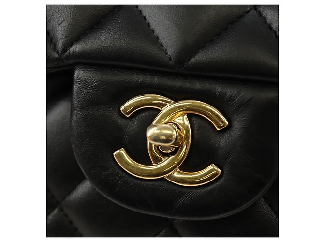 CHANEL Big Matelasse30 Chain Shoulder Bag Lamb Skin Black Gold CC Auth 184946SAV Nero D'oro - vista 18