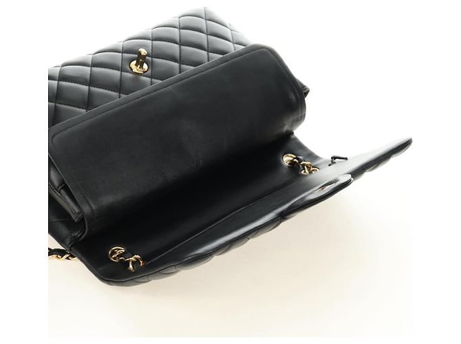 CHANEL Big Matelasse30 Chain Shoulder Bag Lamb Skin Black Gold CC Auth 184946SAV Nero D'oro - vista 19