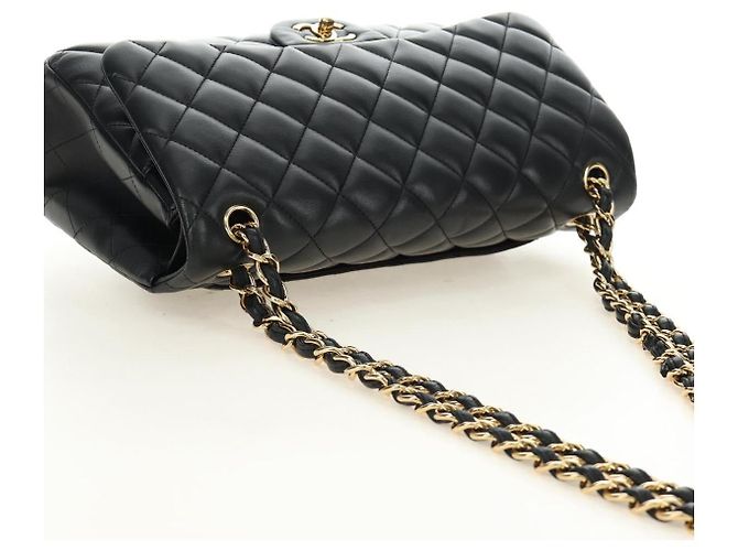 CHANEL Big Matelasse30 Chain Shoulder Bag Lamb Skin Black Gold CC Auth 184946SAV Nero D'oro - vista 6