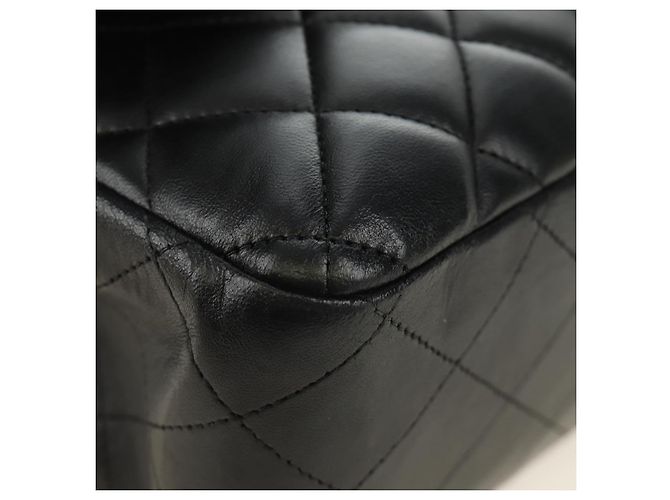 CHANEL Big Matelasse30 Chain Shoulder Bag Lamb Skin Black Gold CC Auth 184946SAV Nero D'oro - vista 8