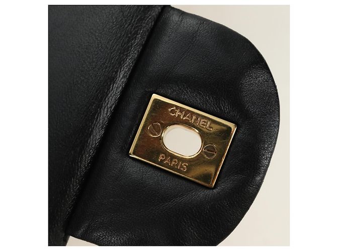 CHANEL Big Matelasse30 Chain Shoulder Bag Lamb Skin Black Gold CC Auth 184946SAV Nero D'oro - vista 9