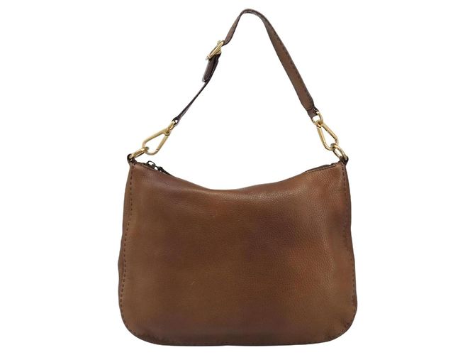 Borsa a Spalla PRADA in Pelle Marrone Oro Auth 186027A D'oro - vista 13