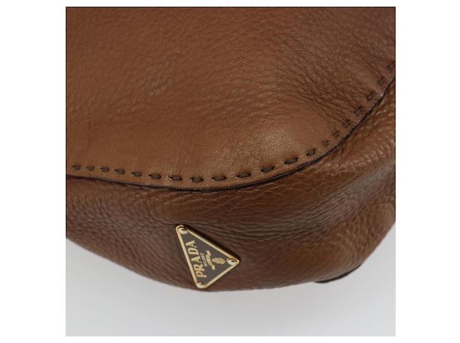 Borsa a Spalla PRADA in Pelle Marrone Oro Auth 186027A D'oro - vista 15
