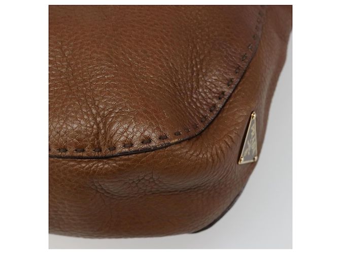 Borsa a Spalla PRADA in Pelle Marrone Oro Auth 186027A D'oro - vista 16