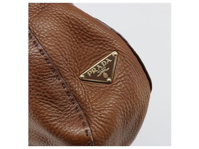 Borsa a Spalla PRADA in Pelle Marrone Oro Auth 186027A D'oro - vista 18